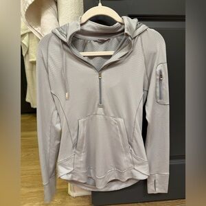 Athleta Light Gray Striped Hoodie